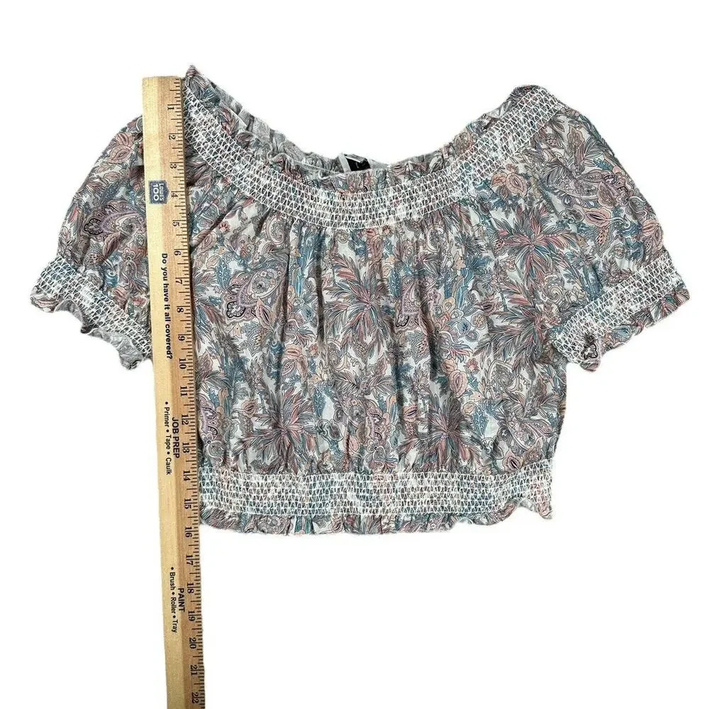 J.Crew Liberty London Smocked Cotton Top Womens M Off Shoulder Faraway Plum